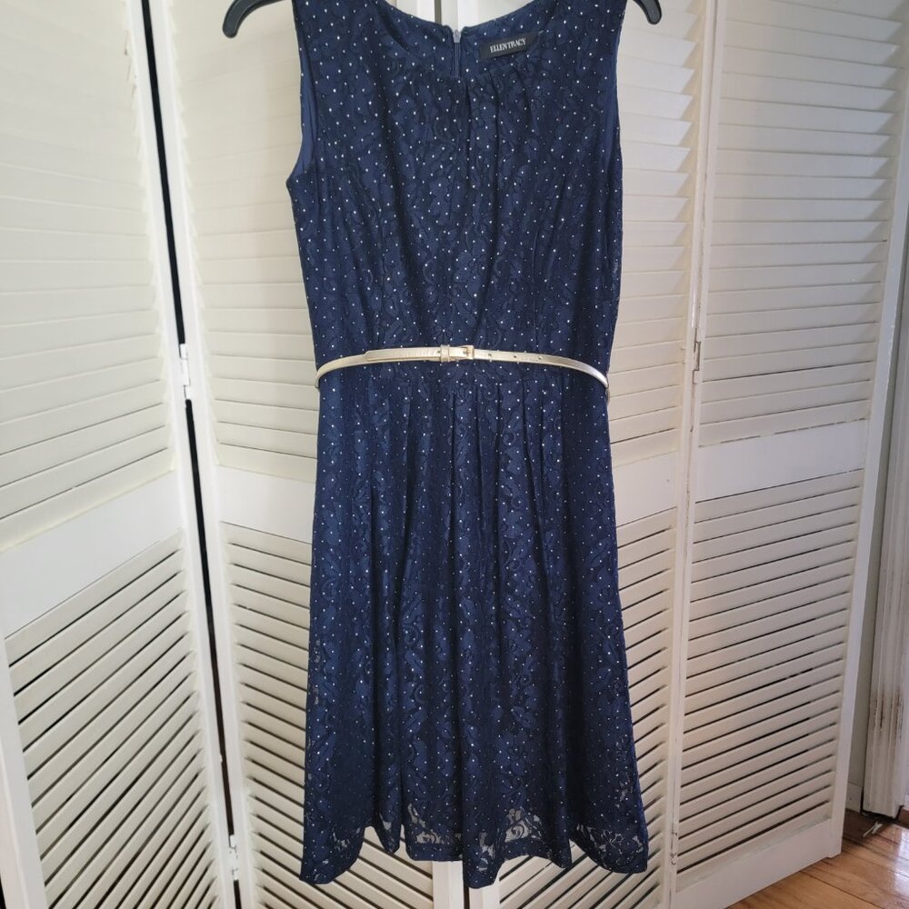 Ellen Tracy Women's Evening/Cocktail Dress - Navy Blue/Gold